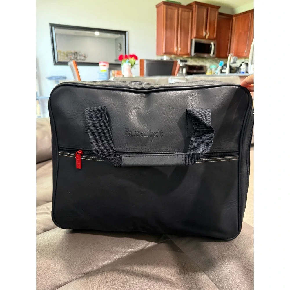 Fahrenheit Black Faux Leather Laptop Briefcase Business Travel Bag Organizer